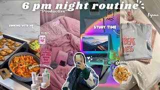 6pm Night Routine?| ?روتيني الليلي(cleaning?,cooking dinner?,skincare routine?,study?& more..)