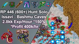 Tibia Royal Paladin 446 (600+) Solo Hunt /Bashmu (NO RUNES) / 2.8kkExp/Hour 150%, *Profit 500k/hr.