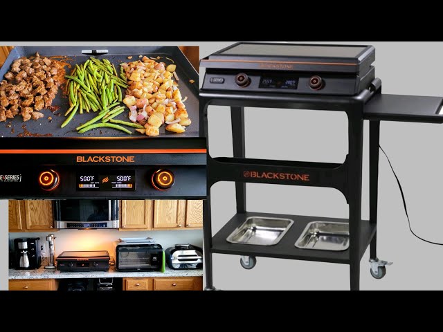 Blackstone E-Series 22inch Electric Tabletop Indoor Griddle With Hood &  Prep Cart First Look & Cook 