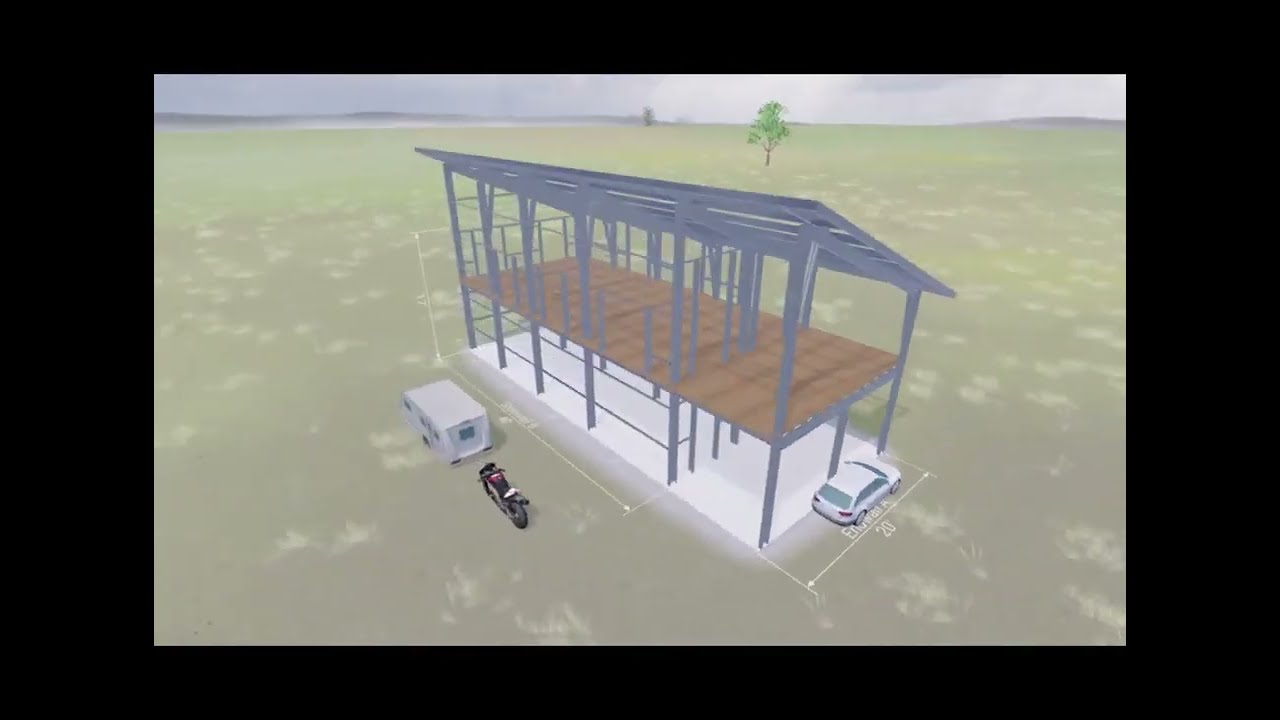 New DIY 20 x 40 Galvanized Steel Framed 2 Story Single Slope Cabin Kit