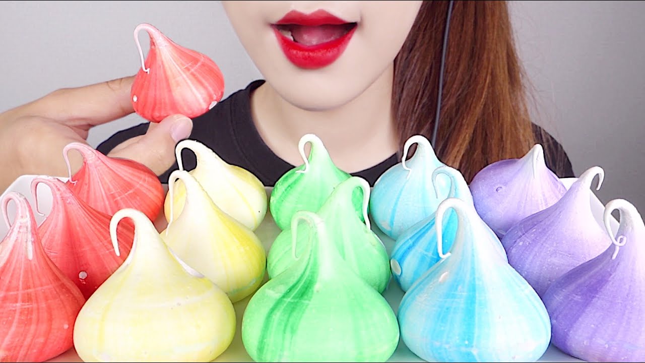 ASMR SOFT MERINGUE COOKIES MUKBANG 머랭키스 (소프트 머랭쿠키) 먹방 eating sounds