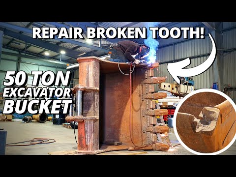 Repair BROKEN Tooth on BIG Excavator Bucket | Gouging &