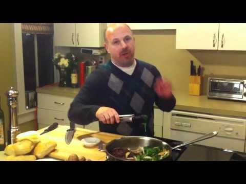 Hanger cheesesteak with broccoli rabe