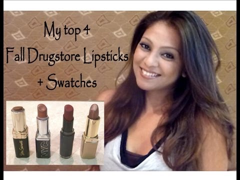 My Top 4 Fall Drugstore Lipsticks + Swatches - Loreal, Wet & Wild, Milani, NYC