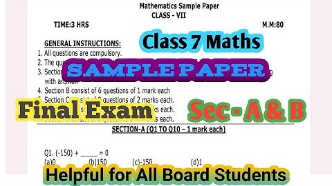 Class 7th Math March Final Exam Paper Fully Solved 2023 | Final Exam Math Paper@learnerbee