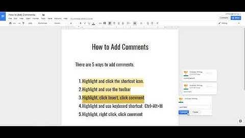 Adding comments on Google Docs