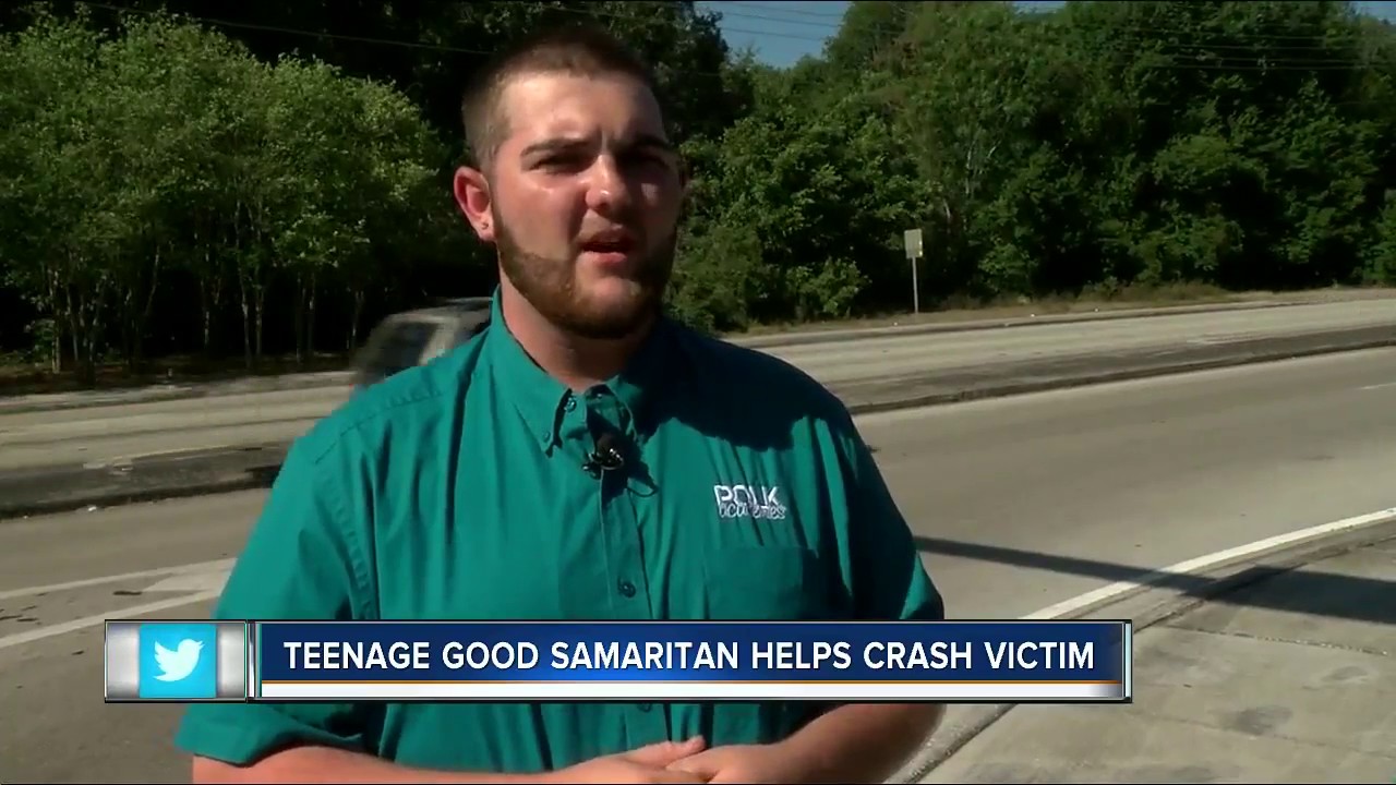 Teenage Good Samaritan helps crash victim - YouTube