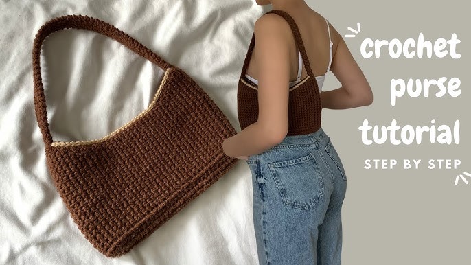Crochet Checkerboard Handbag Y2K 90s Shoulder Bag Purse 