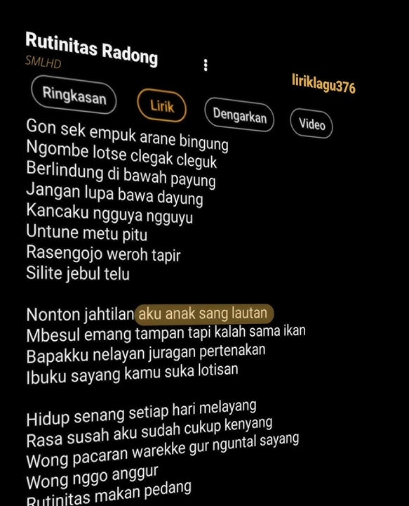 Rutinitas Radong || SMLHD #lirikvidio #lyrics #music #liriklagu