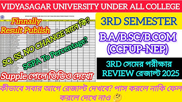 Vidyasagar University 3rd semester Ccfup-Nep review result publish 2025 | 3rd sem review result 2025