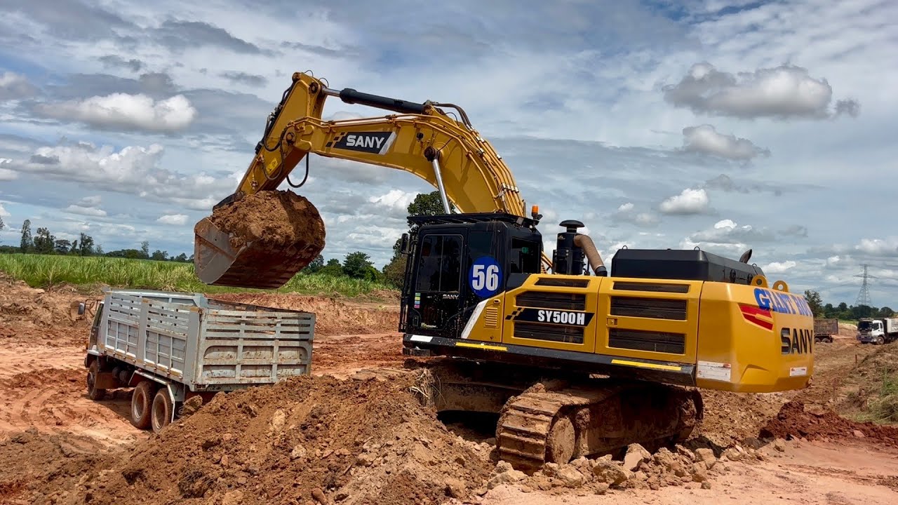 SANY SY500H บุ้งกี๋3.1คิวอุ้มดินหนักพูนๆใส่3ตักออกได้เลย งานสร้างทางรถไฟรางคู่ กม.24 อ.กุดรัง EP.2