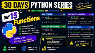 Functions | Day 15 | 30 Days Python Series #python