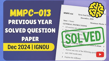 MMPC-013 Solved Question Paper | Dec 2024 | IGNOU Previous Year Question Paper