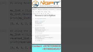 Python Reverse List Methods #shorts  #nagpurit #python #coding #education #nagpur #learnpython