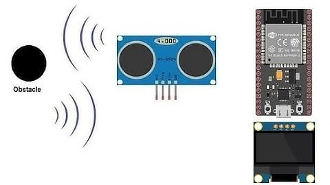 Obstacle detection system using HC-SR04, SSD1306 screen and ESP32 board