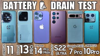 OnePlus 11 vs iPhone 14 Pro Max / Xiaomi 13 Pro / Samsung S22 Ultra / Pixel 7 - BATTERY DRAIN TEST!