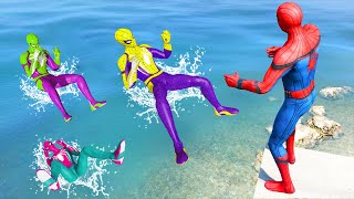 1200 Seconds of GTA 5 Ragdolls Rainbow Spiderman Jumps/Fails Into Water (Euphoria Physics)