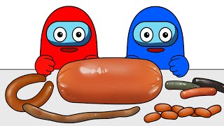 Among us Giant sausage Animation Mukbang