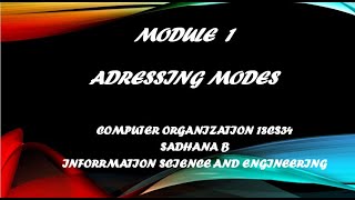 VTU CO (18CS34) M1 L6 ADRESSING MODES