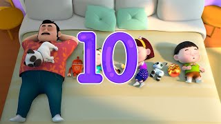 Ten in the Bed | Numbers Song + Dinosaur Finger Family | Pandobi Nursery Rhymes & Kids Songs