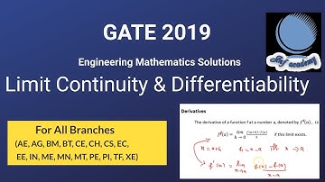 GATE 2019 Engineering Mathematics Solutions for all branches Limit  Continuity and differentiability