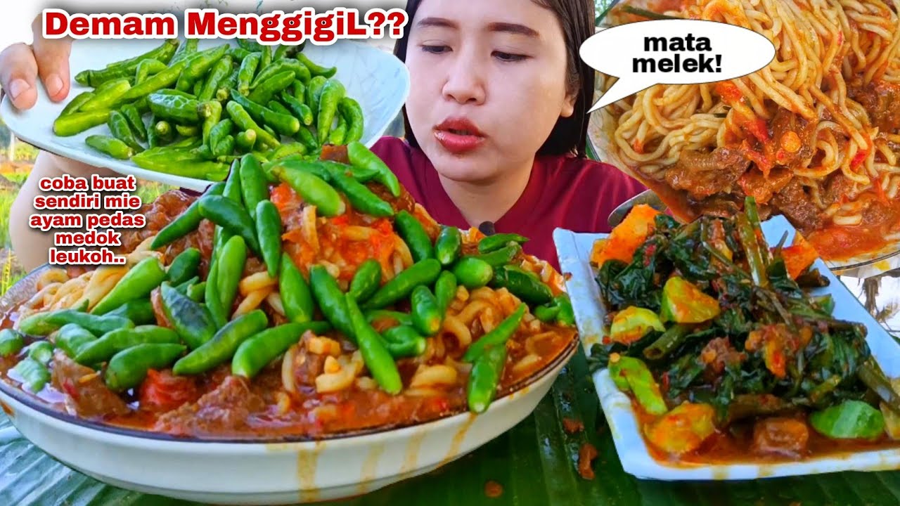 PEDAS JERIT 🥵 MIE AYAM PEDAS SAMBAL SEMANGKOK EXTRA CABE RAWIT MENTAH MUKBANG❗❗