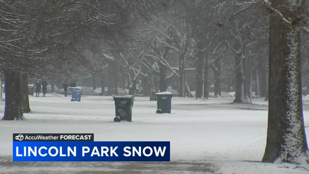Snow falls across Chicago area, causing some slippery roads - YouTube