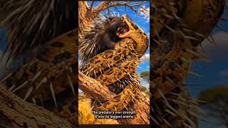 Spines vs. Constriction: Giant Snake's Fatal Porcupine Mistake! 🐍🦔 #wildlife #nature