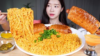 ASMR MUKBANG | Milky Cream Jin Jjamppong Ramyun Noodles & Crispy Sausage Pastries & Cheese Sauce
