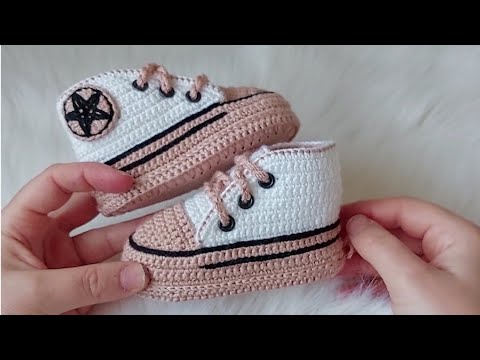 Ayfer Kaya tarifiyle converse yapımı. #converse#baby#crochetbaby#shoes