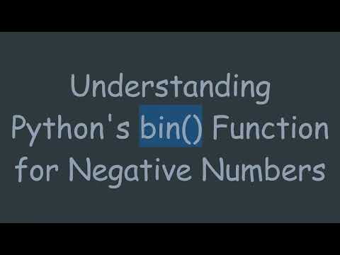 Understanding Python's bin() Function for Negative Numbers