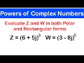 06  de moivres theorem  simplifying powers of complex numbers in polar and rectangular form 