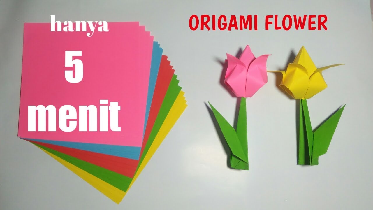 Cara membuat bunga dari kertas origami , DIY - YouTube