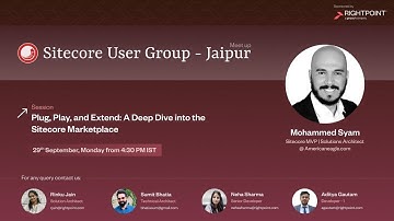 SUG Jaipur Meetup on 29th Sept, Plug, Play, and Extend: A Deep Dive into the Sitecore Marketplace