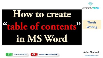 How to create table of contents in MS Word in Urdu by Arfan Shahzad