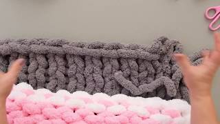 HOW TO HAND KNIT A BLANKET WITH JUMBO CHENILLE, THREE COLORS