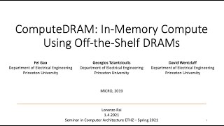 Seminar in Computer Architecture - Session 2.2: ComputeDRAM (Spring 2021)