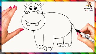 Como Desenhar Um Hipopótamo Passo A Passo ? Desenhar Hipopótamo Fácil
