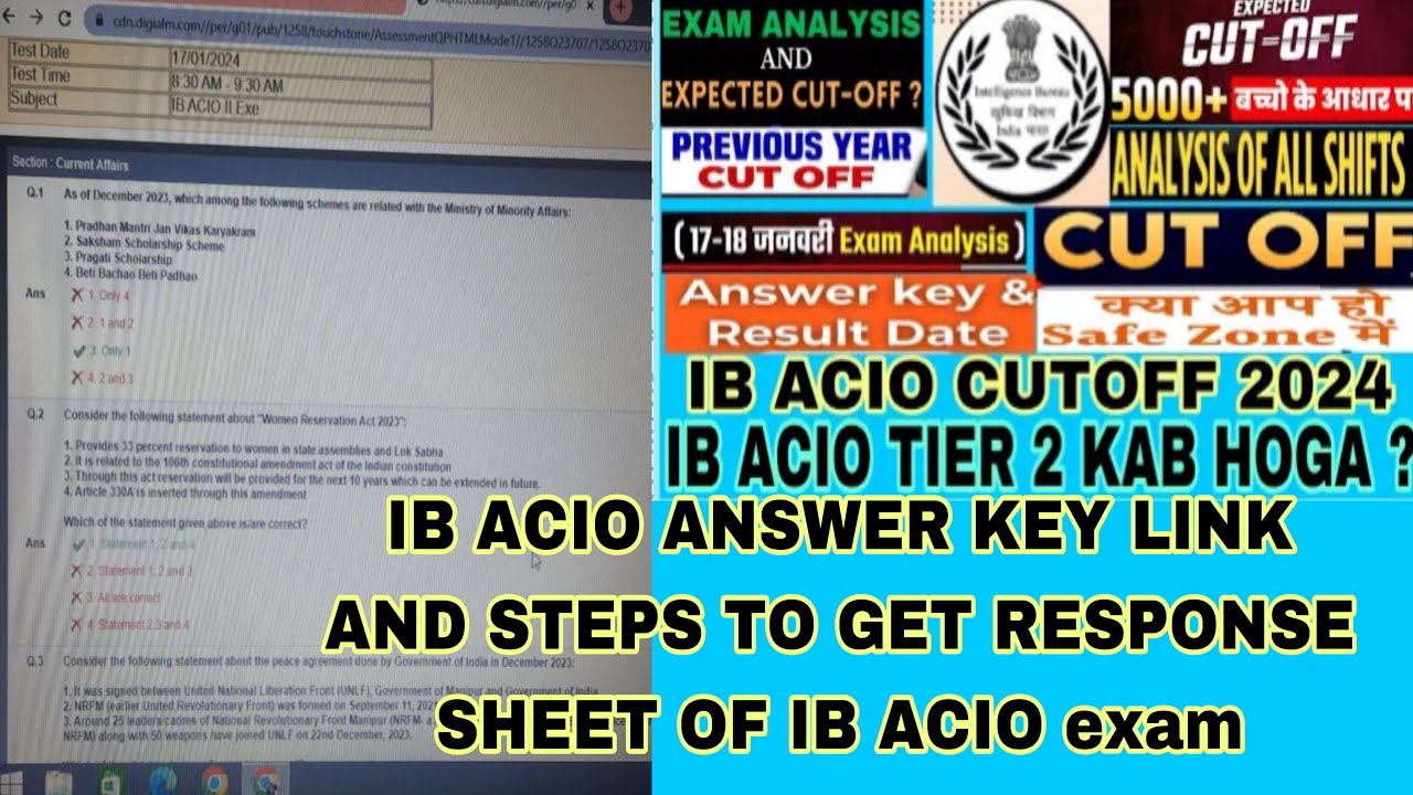 How to check ib acio answer key 2024 ib acio response sheet link ib
