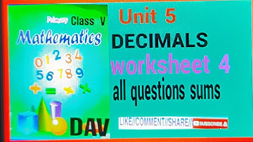 DAV Class 5 Maths unit 5 worksheet 4 All questions solved@skyeasymath873