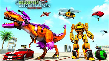 Robot Dinosaurus Helikopter Dan Mobil Balap | Helicopter Robot Transformation - Dino Robot Game