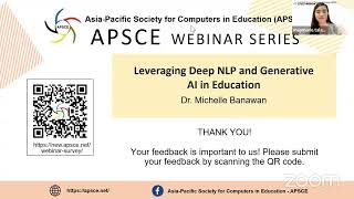 APSCE Webinar #31 : Leveraging Deep NLP and Generative AI in Education