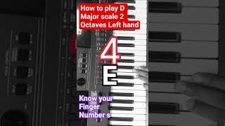How to play D Major scale 2 Octaves Left hand#pianotutorial #trrending_ #viral #music