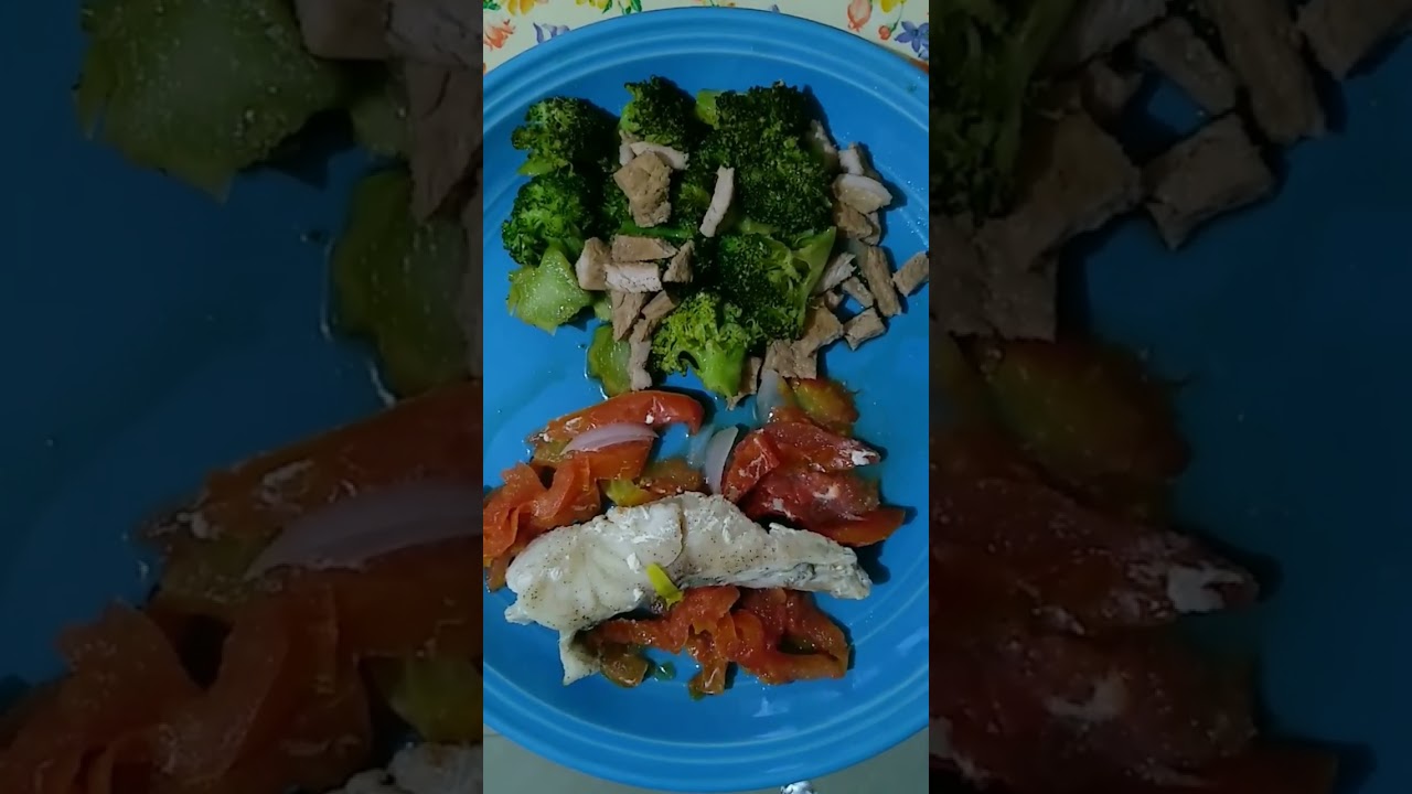 Steamed Molmol Fish and semi-stir fried pork cutlet with broccoli