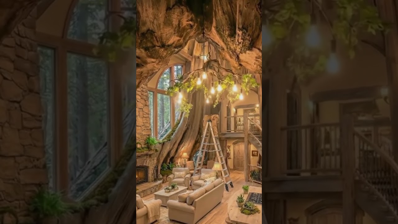 Строительство домика в лесу (ASMR) - Этот мужчина самостоятельно построил мини-домик внутри ствол...