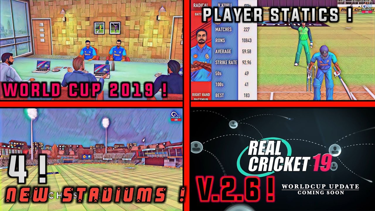 Real Cricket 19 😍 WORLD CUP 2019 | UPDATE 4 NEW STADIUM | PLAYER STATICS !