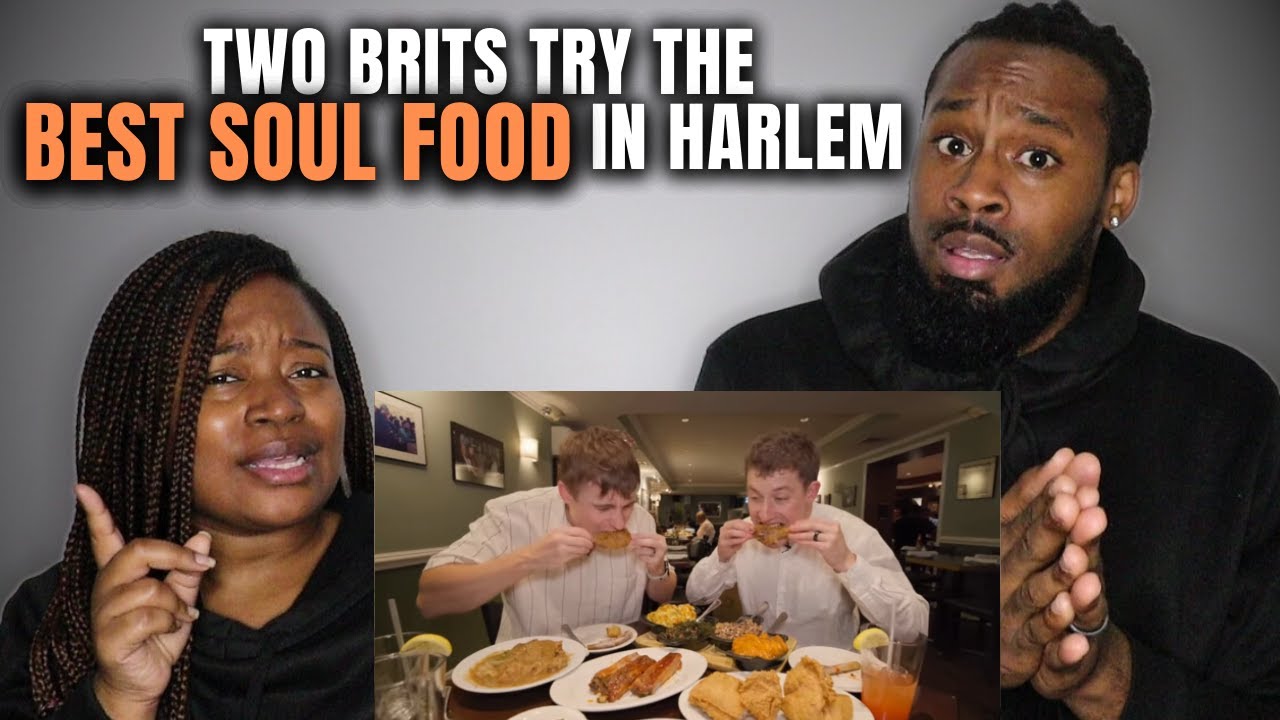 🇬🇧 Black American Couple Reacts to Two Brits try the Best Soul Food in Harlem