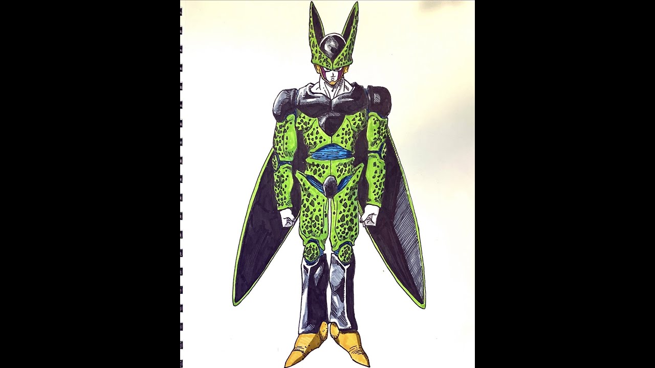 Perfect Cell Line Drawing Drawing Dragon Ball Z characters - Perfect Cell - YouTube