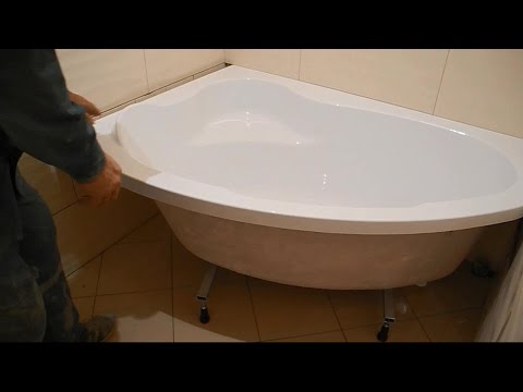 Монтаж угловой, акриловой ванны ч.2