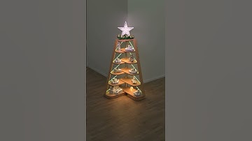 Design of an inverted Christmas folding bookshelf made of solid wood  # #furnituredesign #homedecor